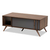 Baxton Studio Naoki Grey and Walnut Finished Wood 1-Drawer Coffee Table 168-10754